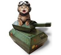 Suck UK Tank Cardboard Cat House, Kitten Bed, Interactive Cat Toy for Indoor or Outdoor