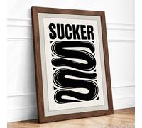 Sucker Typography Framed Wall Art Print A2 Walnut