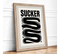 Sucker Typography Framed Wall Art Print A4 Oak