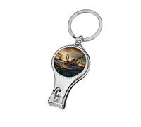 Suckers on The Day Octopus and Sailors Ship Nail Clipper for Men Women Portable Metal Nail Cutter with Nail File
