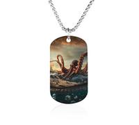 Suckers on The Day Octopus And Sailors Ship Titanium-Steel Necklace Adjustable Pendant Jewelry for Women Men Gifts