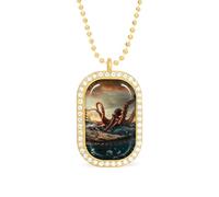 Suckers on The Day Octopus And Sailors Ship Womens Necklace Adjustable Jewelry Chain Pendant for Travel Party Golden-style