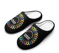Sucks Cancer Fight Cancer Ribbons Men's House Slippers Indoor Outdoor Slip On Shoes with Rubber Sole 13-14（46-47）