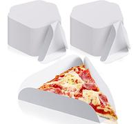 Suclain 100 Pcs White Paperboard Single Pizza Slice Wedge Tray 8-1/10 x 8-1/10 Inch Pizza Slice Container for Birthday Wedding Party Supplies Movie Night Snack Trays