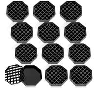 Suclain 12 Pcs 4 Inch Octagonal Black Plastic Coffee Drip Tray with Honeycomb Grid Easy to Clean for Coffee Tea Wine