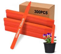 Suclain 300 Pack 12" Coated Hardwood Plant Labels Field Labels Biodegradable Plant Tags Seedling Stakes Markers Nursery Seed Tags with Smooth Surface for Pot Flowers (Orange Red)