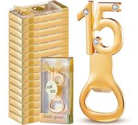 Suclain 36 Pieces 15 Gold Bottle Openers for 15th Birthday Party Favors with Gift Boxes Quinceanera Favors for Guests Adults Wedding Anniversary Souvenirs Bulk Rhinestones Decorations