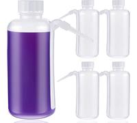 Suclain 5 Pieces Communion Cup Filler Plastic No Drip Squeeze Bottle Communion Juice Dispenser with Side Straw Church Bottle Filler Holy Condiment Squeeze Bottles for Ceremony Supplies, 17 oz