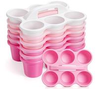 Suclain 6 Pcs Classroom Caddy with Handle Plastic Caddy Organizer with 6 Compartments Drink Cup Caddies Holder Portable Desk Crayon Storage Basket Pin for Teacher Kids Office School(Pink)