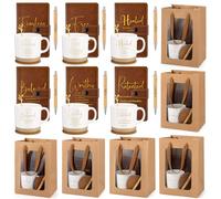 Suclain 6 Set Inspirational Christian Gift Bulk for Women Mothers Day Gift 13 oz Ceramics Bible Verse Coffee Mugs Set Coaster Spoon Pens Notebooks Bags for Birthday Church Party