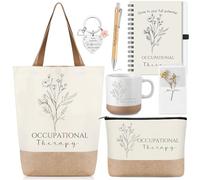 Suclain 7 Pcs Occupational Therapy Appreciation Gifts, Occupational Therapy Notebook, Pen, Makeup Bag, Canvas Bag, Ceramic Mug, Keychain, Appreciation Card for Women Thank You OT Birthday Gift