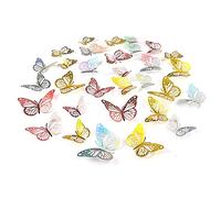 Sucor 36 Pcs 3D Butterfly Wall Stickers Metallic Hollow-Out Butterfly Combination Wall Decorations DIY Removable Art Decoration Stickers for Home Bedroom Party Wedding Decor