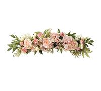 Sucpur Artificial Rose Flower Swag, 25.6 Inch Wedding Arch Flowers, Decorative Swag with Green Leaves Floral Swag Centerpiece Garland for Home Wedding Door Lintel Decorations, Pink