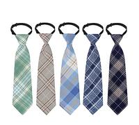 Sucrain 5pcs Boy's Necktie Pre-tied Adjustable Neck Strap Tie for Wedding Graduation School Uniforms, Green, 11"
