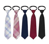 Sucrain 5pcs Boy's Necktie Pre-tied Adjustable Neck Strap Tie for Wedding Graduation School Uniforms, Pink, 11"