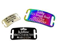 SUCRE Curved and Flat Pet Tag for Dog Tags for Pets Engraved UK | Slide On Stainless Steel Personalised Dog Tag, Cat Collar with Name Tag, Dog Tag Engraved and Dog Name Tags Personalised (L, Black)