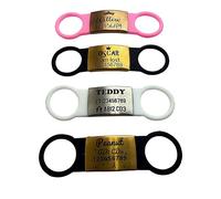 SUCRE Laser Engraved Dog Tags and Cat ID Name, Steel-Silicone Slide On Dog Tags for Pets Engraved UK in 6 Colors | Personalised Cat Collar ID, Puppy Accessories & Puppy Essentials (Rosegold-Pink)