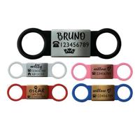 SUCRE Laser Engraved Dog Tags and Cat ID Name, Steel-Silicone Slide On Dog Tags for Pets Engraved UK in 6 Colors | Personalised Cat Collar ID, Puppy Accessories & Puppy Essentials (Silver-Black)