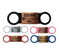 SUCRE Laser Engraved Dog Tags and Cat ID Name, Steel-Silicone Slide On Dog Tags for Pets Engraved UK in 6 Colors | Personalised Cat Collar ID, Puppy Accessories & Puppy Essentials (Rosegold-Black)