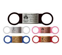 Sucre Slide-On Dog ID Tag - Stainless Steel Pet Name Plate with Elastic Silicone Band, Custom Laser Engraved Dog Breed Icon & Personalised Details for Dogs & Cats (Silver)