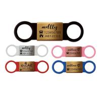 SUCRE Slide On Laser Engraved Pet ID - Personalised Dog Tag & Cat ID | Silicone Made Dog Tags for Pets Engraved UK are Silicone Slide On, Essential Puppy Accessories and Puppy Stuff (S,Gold-Black)