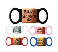 SUCRE Slide On Laser Engraved Pet ID - Personalised Dog Tag & Cat ID | Silicone Made Dog Tags for Pets Engraved UK are Silicone Slide On, Essential Puppy Accessories and Puppy Stuff (M-Rosegold-Black)