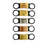 SUCRE Slide On Laser Engraved Pet ID - Personalised Dog Tag & Cat ID | Silicone Made Dog Tags for Pets Engraved UK are Silicone Slide On, Essential Puppy Accessories and Puppy StuffRose (M-Gold White)