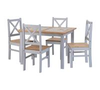 sucre tile top wooden dining table with 4 chairs in slate grey