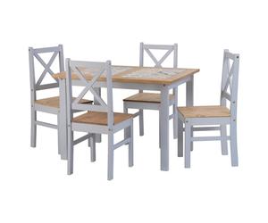 sucre tile top wooden dining table with 4 chairs in slate grey