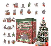 Sucritude Christmas Ornaments Countdown Calendar,2D Collectible - 24-Day Count Down Calendar Hippo Theme Ornaments - for Collectors Family Friends Adults Tree Wall Door Mantel