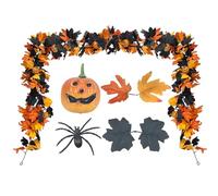 Sucritude Fall Maple Garland,Halloween Door Garland Pumpkin - Flexible Leaves Vines Wreath for Fireplace Yard Tabletop Mantel Window Porch Door Outdoor