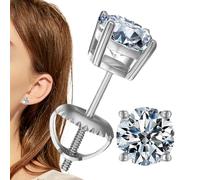 Sucritude Gem Ear Studs,2 Carat Lab Grown Gem Stud Earrings for Women - 1 Pair Brilliant Jewelry Fashion Accessories for Travel Wedding Christmas Mother Friends Girlfriend