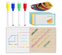 Sucritude Geoboards With Rubber Bands | Puzzle Board For Kids | Wooden Geoboard With Rubber Bands Graphical Math Pattern Blocks Geo Board - Educational Toy For Kids