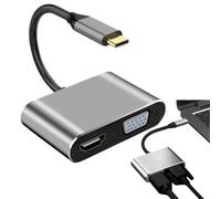 Sucritude Male to Female Multi-display Video Converter | USB C to HD Multimedia Interface/Dvi/Vga Adapter | Portable 4-in-1 Multiport Hdtv Hub for Conference Presentations Home Theaters Game