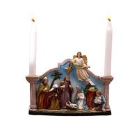Sucritude Nativity Candlesticks,Christmas Candlestick Figurines | Resin Nativity Statue Ornament Catholic Christian Home Candle Holder Decor for Fireplace Mantle Table Holiday