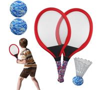 Sucritude Tennis and Badminton Racket - Tennis Badminton Rackets Outdoor Toy - 1 Pair Educational Ball Sport Game with Shuttlecock for School Kindergarten Backyard Park Beach