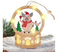 Sucritude Wooden Christmas Tree Ornaments | Lighted Holiday Pendant - Christmas Tabletop Decorations,for Home Decorators Office Living Room Study Bedroom Wall Mantel Wreath Staircase Window Sill