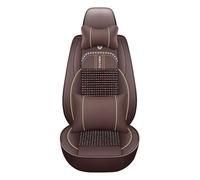 Sucroddy Car Seat Covers Set Wooden Beads and Leather Seat Covers Universal Fit Waterproof Car Seat Cushion All Season Breathable Cool Car Seat Protector Coffee Luxury Version