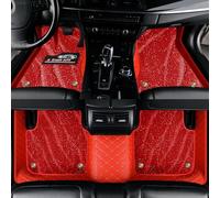 Sucroddy Custom Detachable Double-Layer Floor Mats for 95% Sedan SUV Sports, PU Leather + Star River Jacquard Carpet Car Mats Full Set Custom Fit All Weather Floor Liners Heavy-Duty Durable Car Rugs