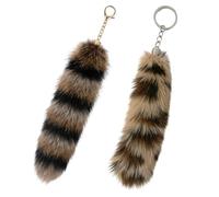 suction 2 PCS Fox Tail, Therian Tail, Random Raccoon, like and Striped Fox Fur Keychain Tails, Ideal for Furry Fans, Keychain Aficionados, and Style, conscious Individuals