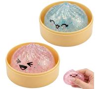 suction 2 PCS Glitter Dumpling Squishy, Dumpling Squishy Squishy, Desk Stress Relief for Office Workers, Sensory Focus Tool for Peoples, Random Expression Dumpling Tools