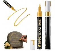 suction 2 PCS Gold Paint for Headstone Lettering, Golden Tombstone Marker Pen, Fine Tip For Lettering Repair, Suitable For Memorial Maintainers, Family Preservers And Monument Care Users