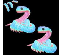 suction 2 PCS Pieces 45cm and 30cm 3D Printed Snake, Flexible Articulated 3D Snake Decor, Glow in The Dark Luminous White 3D Printed Animals for Desk Decor and Ornamental Models