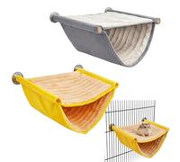 suction 2 PCS Rat Hammock, Guinea Pig Hammock Set of, Double Layer Design for Cage Space Optimization, Yellow and Gray Small Pet Beds with Hanging Installation