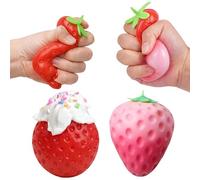 suction 2 PCS Strawberry Squishy, Captivating and Distinctive, Ideal for Home, Office Desk Decor and Decoration Enthusiasts, Includes Color Changing and Cream Topped Squishy Strawberry