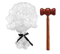 suction 2 Pieces Judge Costume Accessories, Judge Wig, Judge Court Lawyer Wig Mini Wooden Judge Gavel Props Party Costume Accessories for Cosplay Role-playing Halloween Costume Accessories