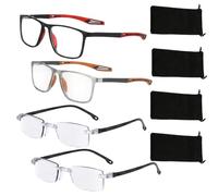 suction 4 PCS Auto Focus Glasses, Vision Sync Multifocal Glasses, Smart Variable Focus Technology, Reading and Close Work Assistance, Two Glasses with Two Cut Edge and Two Coloured Temple Options