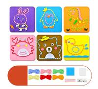 suction 6 PCS Sewing Kit, DIY Craft Sewing Set, Includes 6 Colorful Animal Lacing Crafts with 6 Threads, 6 Needles, 4 Foam Sheets & 1 Craft Eye