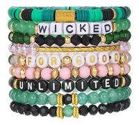 suction 9PCS Wicked Merch Witch Bracelet Set, Wicked Merchandise for Girls, Amber Bracelet for Tarot Readings, Halloween Parties and Fashion Accessories