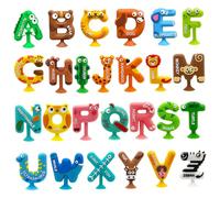 Suction Bath Toys, 26PCS Cute Animal Alphabet Bath Toys, Montessori Sensory Educational Spelling Learning Tools for Kids, Toddler